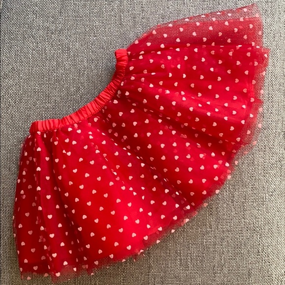 Gymboree Tulle Red Tutu skirt with white hearts - Picture 1 of 6